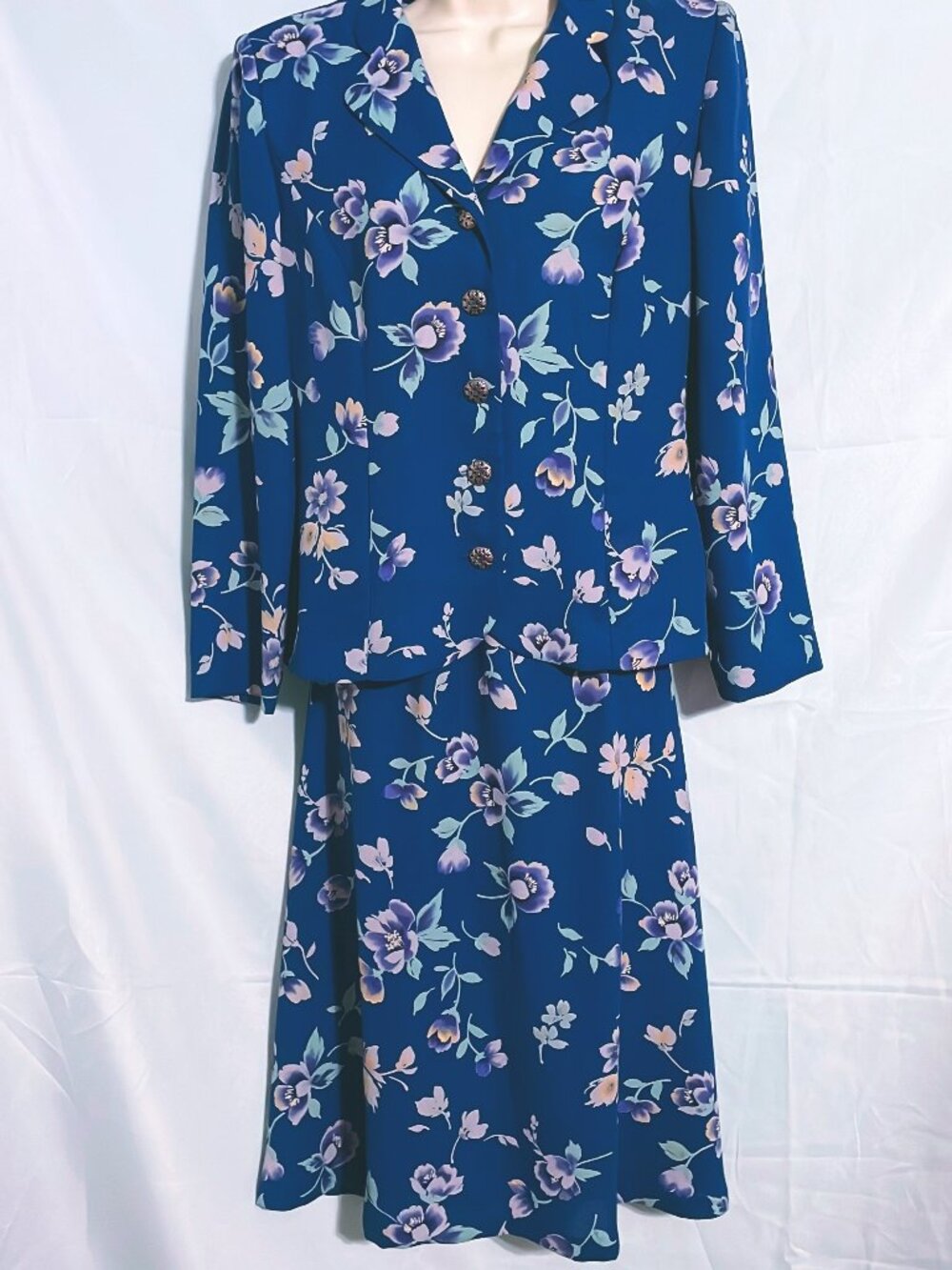 Leslie Fay Floral Blazer & Skirt Set Size 10